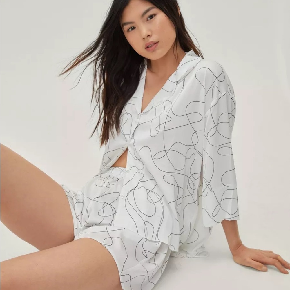 Nasty Gal Line Print Boxy Pajama set